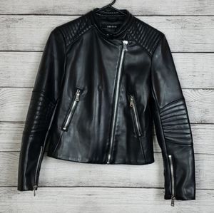 Zara Black Faux Leather Moto Biker Jacket